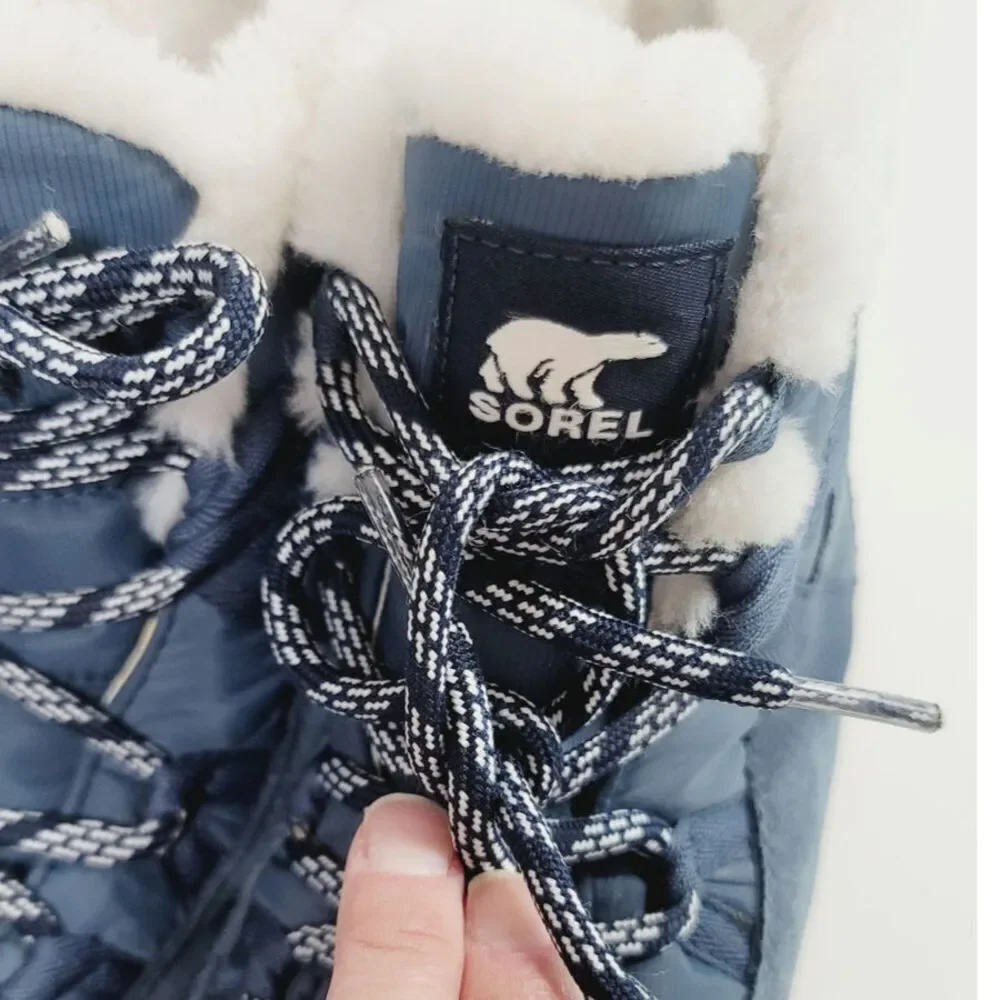 SOREL Whitney II Flurry Boot Waterproof Suede Winter Boots in Uniform Blue, sz 6